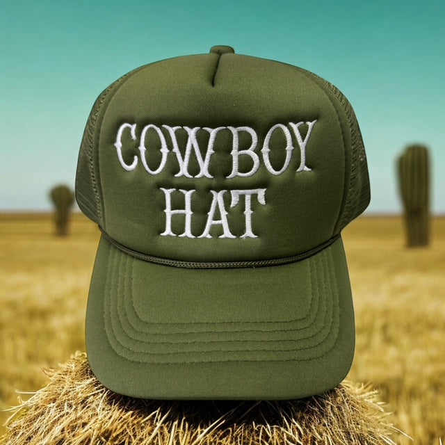 Cowboy Hat Green Trucker Hat