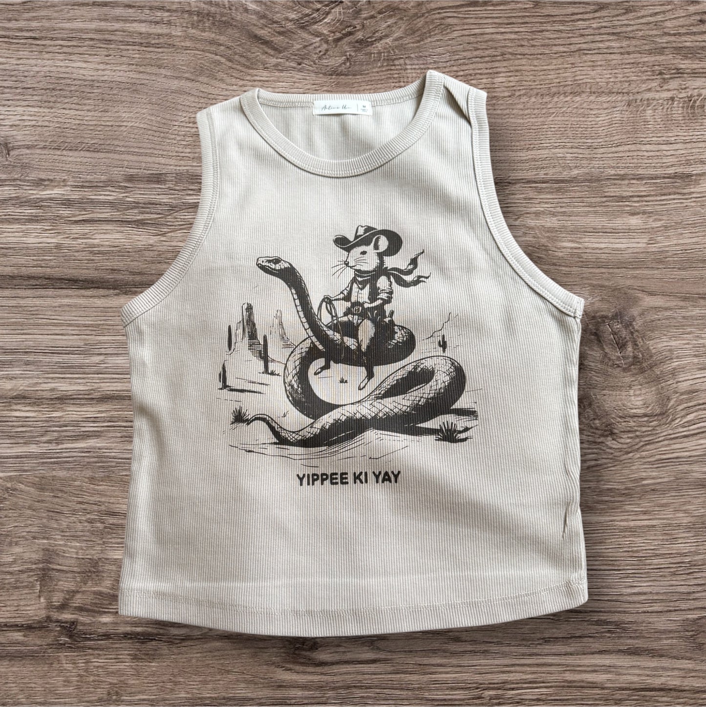 "Yippee Ki Yay" Ribbed Crop Tank