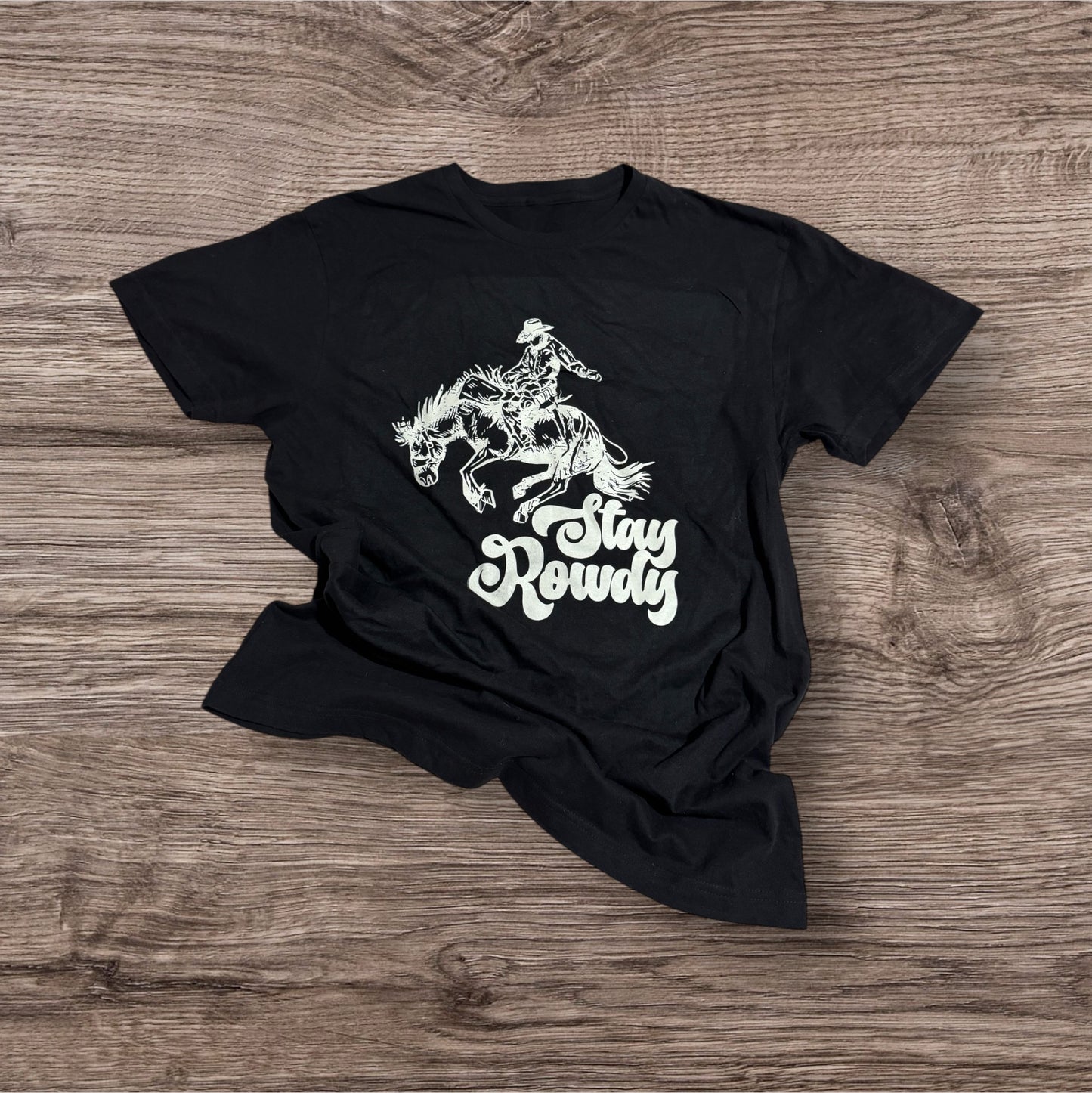 STAY ROWDY Black Crewneck Tshirt