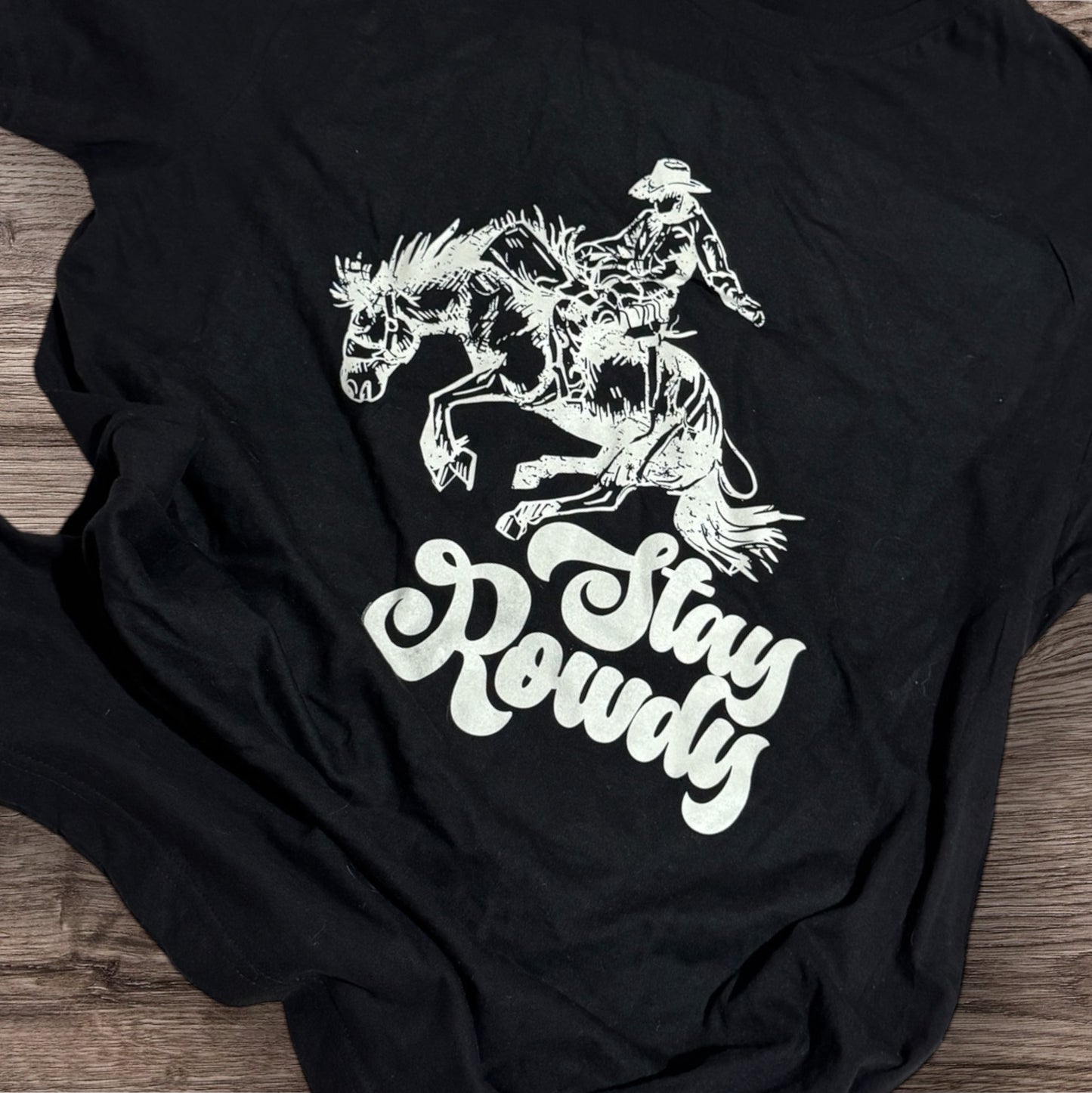 STAY ROWDY Black Crewneck Tshirt
