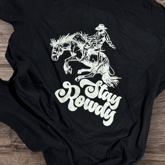 STAY ROWDY Black Crewneck Tshirt
