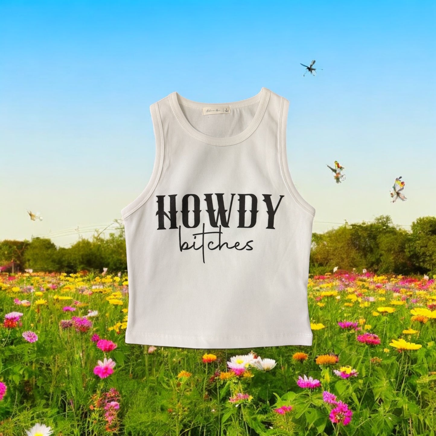 Howdy Bitches ribbed cropped tank