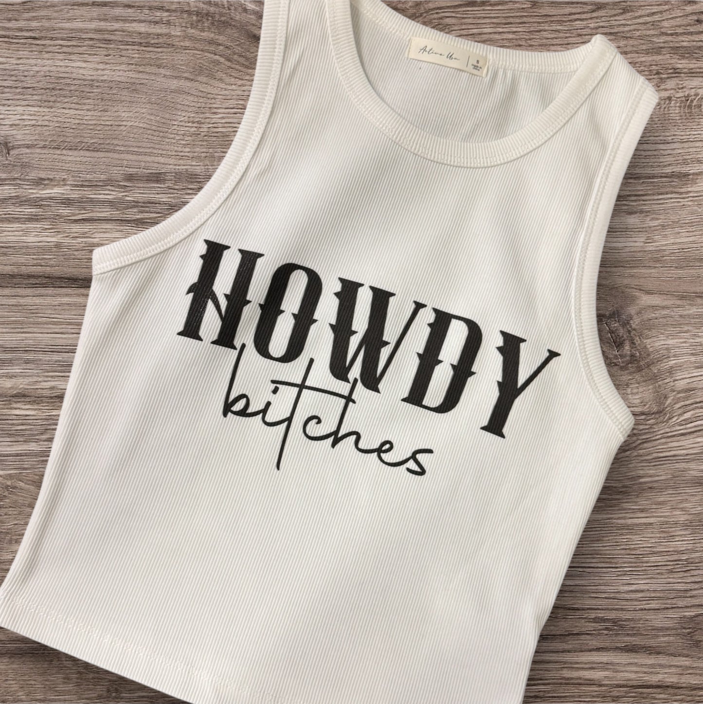 Howdy Bitches ribbed cropped tank