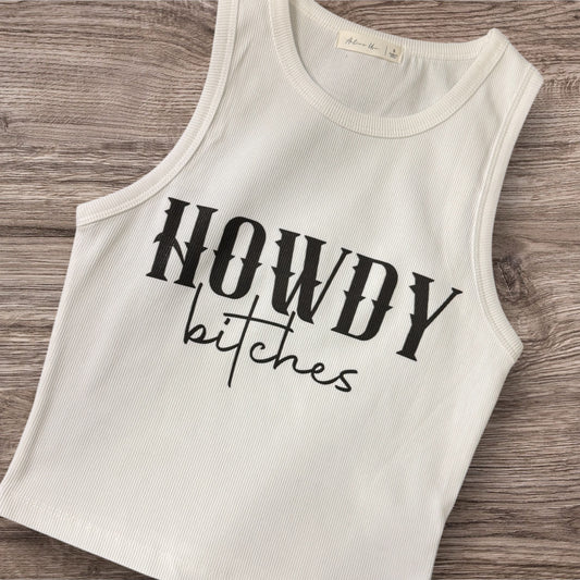 Howdy Bitches ribbed cropped tank
